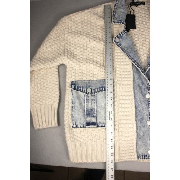 Blank NYC Mixed Media Shacket Womens M Denim Wool Jacket NWT Oversized - Picture 10 of 13